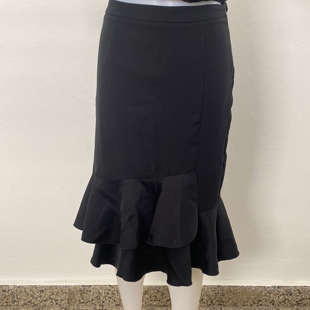 Zara basic black siren midi skirt